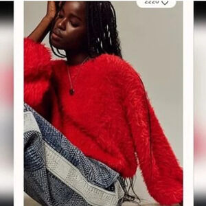 NWOT Free People Flurry Sweater in Red Size L